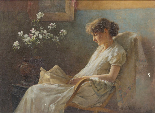 A Comfortable Corner (1887). Charles Courtney Curran (American, 1861-1942). Oil on canvas.In 1887, C