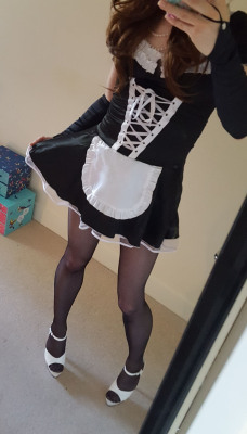 henrytylerfetish:  mainlyusedforwalking:  The Patreon “vote me a costume” vote perhaps inevitably led to me slipping back into this little maid outfit. It was about time ^^For those who care for such things, these tights are Nylonica and gawd do