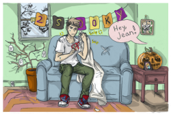 marco-the-friendly-ghost:  Been meaning to post this, but i haven’t felt like it’s been close enough to Halloween yet…. Headcanon that Jean is very over protective of his boyfriend marco, (who lost his arm in an accident years ago), and is less