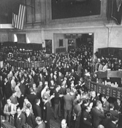 New York Stock Exchange Ten Years After The Crash - Said To Be Very Active Spirits.