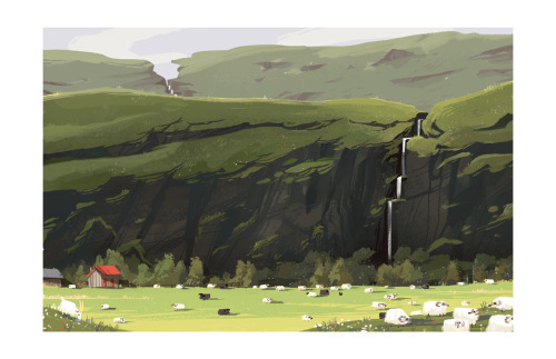 kimdraws:Sheep landscape with a gif for an idea of process. 