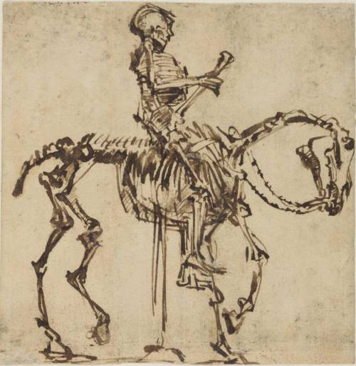 deathandmysticism:Rembrandt, Skeleton Rider, ca. 1655