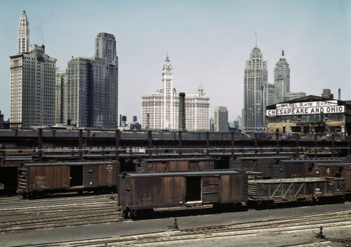 The South Water Street freight depot [1] and terminal [2, 3] of the Illinois Central Railroadin down