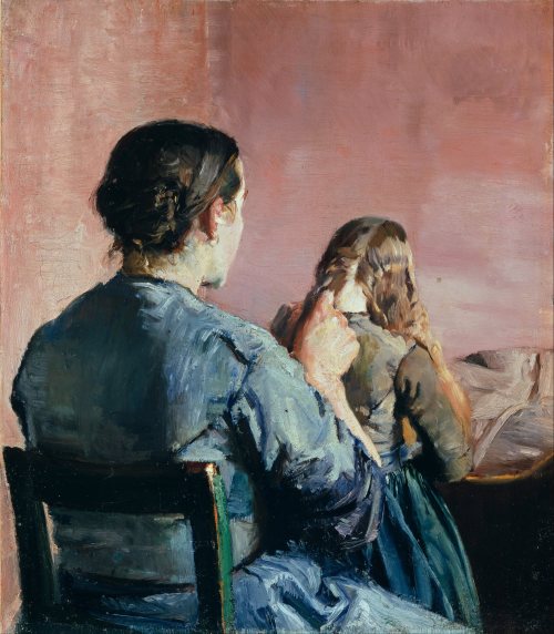 Christian Krohg - Braiding her Hair (1886)