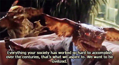 nostalgicgifs:Gremlins 2 (1990)this movie was a gem and that last gif is a better summation of its q