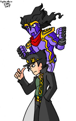 A small sketch I did of Jotaro Kujo and Star Platinum from Jojo’s