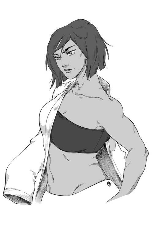 prom-knight:I had to draw a huge construction site scene and it hurt my soul and my hand, so I rewarded myself after with a sexy judo Korra sketch.