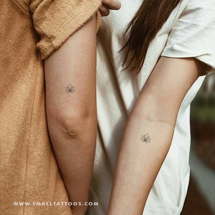 Pequeños Tatuajes — Tatuaje temporal de una flor de loto minimalista,...
