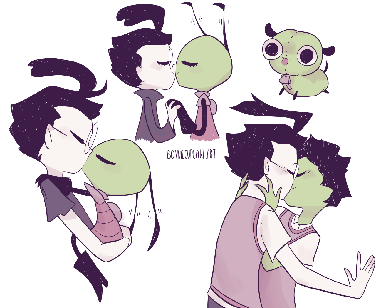 invader zim gaz and zim kiss