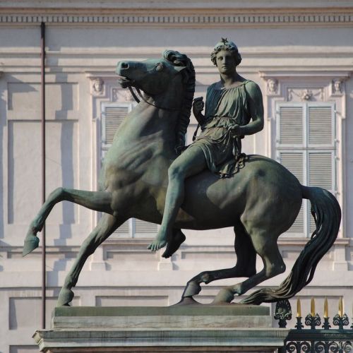 ganymedesrocks: Equestrian statues of the Dioscuri (Castor and Pollux) - Turin, Italy Abbondio Sangi