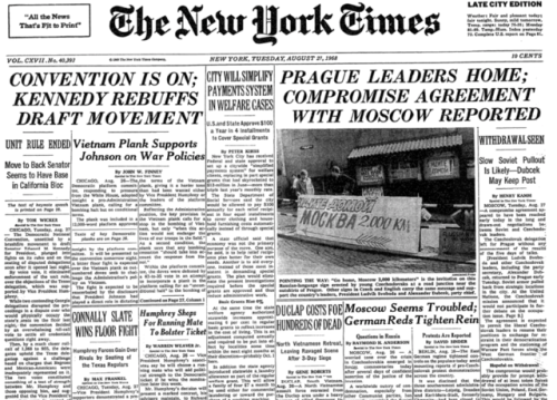 TUESDAY, AUGUST 27, 1968The 35th Democratic National Convention opened in Chicago unsettled by a bru
