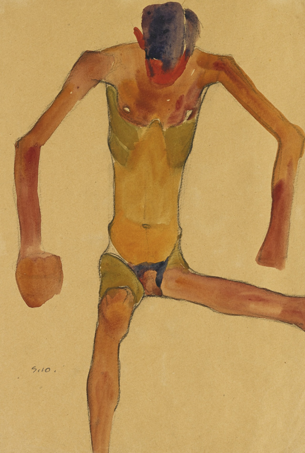 jimlovesart:   Egon Schiele - Seated Male Nude with Lowered Head, 1910.  