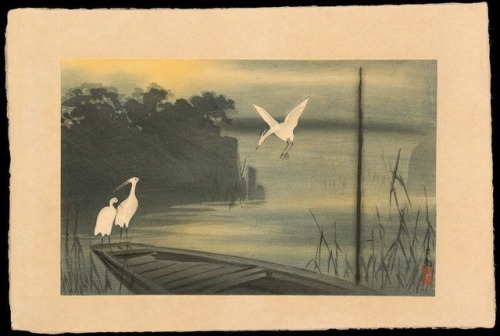 wonderlartcafe:Kobayashi Kiyochika(1847-1915), Kinoshita River- White Herons at Dawn