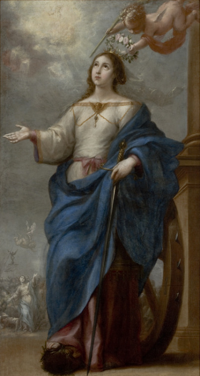 bartolome-esteban-murillo: Saint Catherine of Alexandria, 1655, Bartolome Esteban MurilloMedium: oil