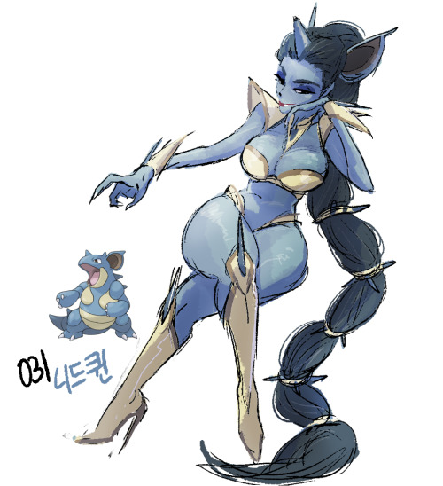 tamtamdi:  Nidoran♀-Nidorina-Nidoqueen Humanized ver.   my blue bunny queens~ <3