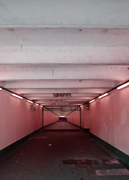 scavengedluxury:Greyfriars bus station underpass.  Northampton, February 2014.