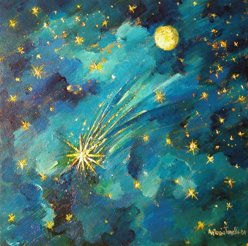 myfairynuffstuff:Antonio Tonelli (b.1934) - The Big Comet. 2004. Acrylic on canvas.