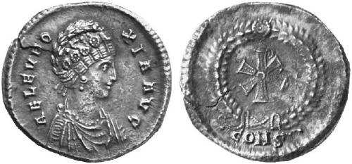 Coin with the image of Aelia Eudoxia, wife of Byzantine Emperor Arcadius, died 404 A.D.