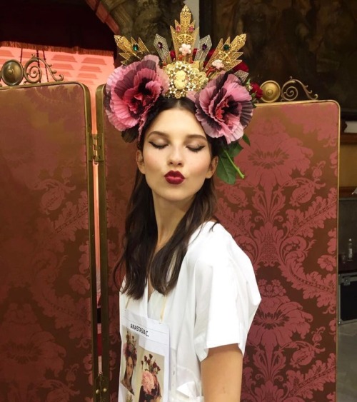 Anastasia Chekry, backstage at the DOLCE &amp; GABBANA ALTA MODA show in Palermo