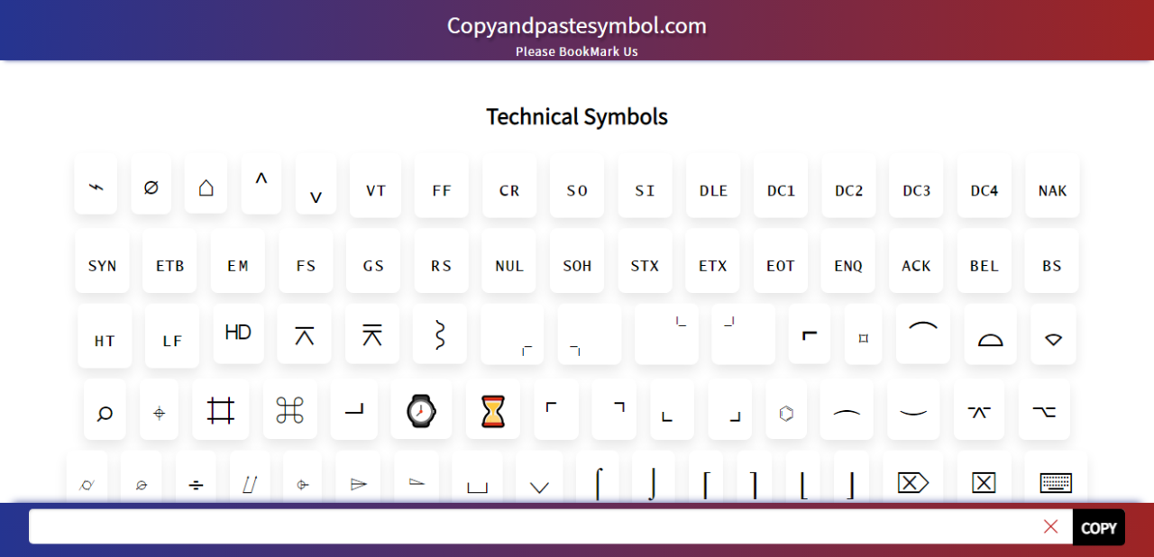 Get Technical Symbol Copy And Paste