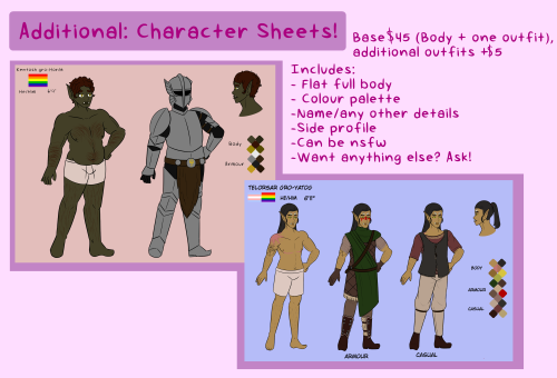 catboyjpeg:Commissions! I finally got around to making the sheetHi! I’m a long time artist and