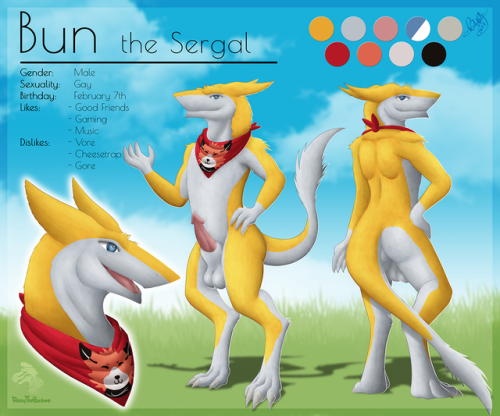 Reference Sheet: Bun the SergalCharacter Sheet Commission forBun-Za feat. his Fursona, a cute Sergal