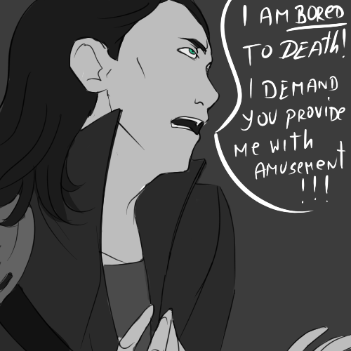 grimsister21:  freakxwannaxbe:  imagine-loki:  Imagine Loki throwing rocks at your window in the middle of the night.              effin’ magic powers, a girl can’t get any privacy this tumblr has really fun drawing prompts, i might do more in the