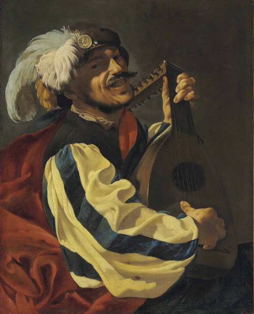 A Man Playing a LuteHendrick ter Brugghen and Studio (Dutch; 1588–1629)1626–27Oil on canvasChristie&
