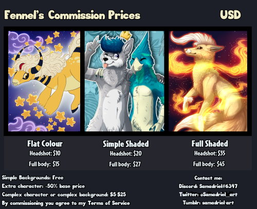 samadriel-art:Commissions are OPEN!Will do: - Anthros/furries, animals, dragons, ponies, p