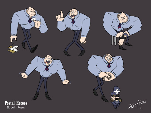  Some model sheets & keyframes for a concept I did a few years ago called “Postal Heroes.&