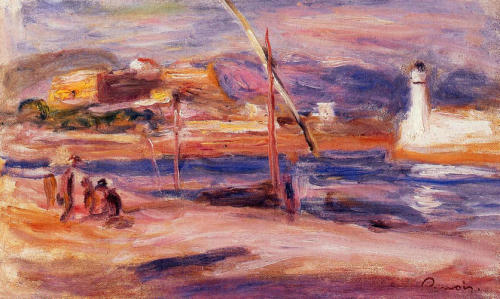 artist-renoir: Lighthouse and Fort Carre Antibes, 1916, Pierre-Auguste Renoir Medium: oil,canvas