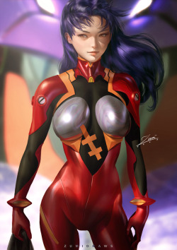 zumidraws:  Rewatched Neon Genesis Evangelion and wanted to draw some fanart:) Misato in a plugsuit  High-res version, nude version, video process, etc. on Patreon: https://www.patreon.com/zumi   