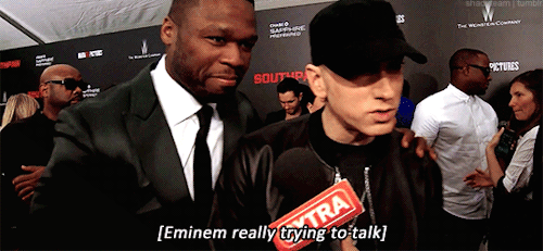 shadyteam:Eminem and 50 Cent at the Southpaw premiere {+}