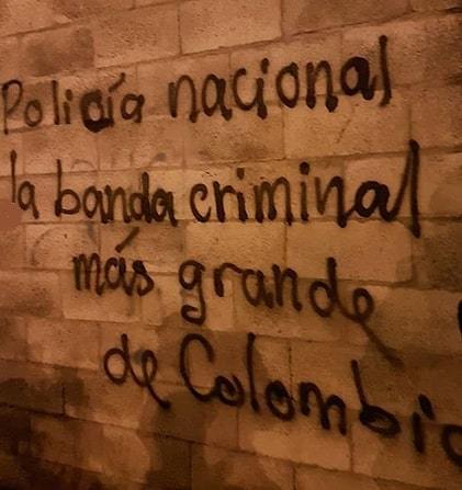 “National Police, the largest criminal gang in Colombia” Seen during a protest in Cali, 