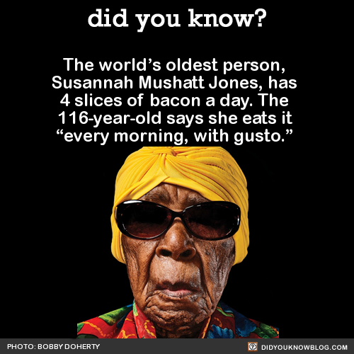 did-you-kno:  The world’s oldest person, Susannah Mushatt Jones, has 4 slices of