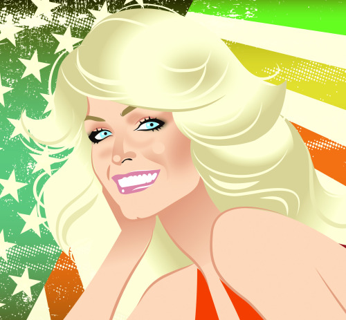 Playing with potential logos… what do you think? Trademark artwork of Farrah Fawcett for http