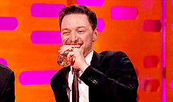 idontwannathink-anymore:  James McAvoy, Michael Fassbender and Hugh Jackman having fun at the Graham Norton Show 