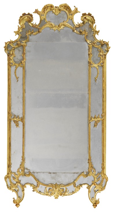 Carved giltwood mirror, one of a pair, Piedmont, c. 1750.