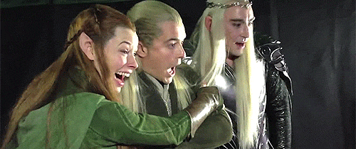 cat1212: Evangeline, Orlando and Lee watching fan reactions to The Hobbit Desolation of Smaug