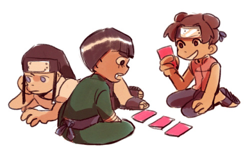 meruz:  tenten’s hobby is listed as fortune telling in the databooks which is probably super fun for this team lol