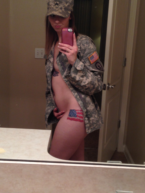 usmilitarysluts:  Army CPL with 25ID shows off her tattoos under her uniform in a few selfies.