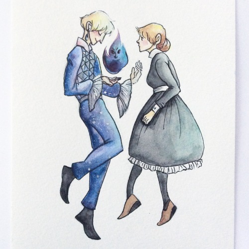 osmanthux:my headcanons of book howl + calcifer + sophie. in which howell jenkins wears a blue and s