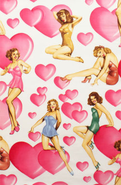 fuckyeahvintage-retro:  Pin Ups &amp; Heart Fabric By Alexander Henry 