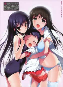 accel world bikini hima kurasaki fuuko kuroyukihime school swimsuit shinomiya utai swimsuits thighhighs | #233714 | yande.re