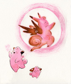 gracekraft: Hope you guys like recently reclassified as Fairy type pokemon, because the next few Johtodex updates will be full of them.  This week we have the now pure Fairy types, the Clefairy line!   I’ve always had a soft spot for those cute pink