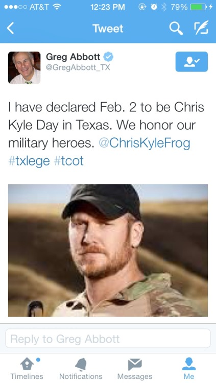 rockytop-love:redbloodedamerica:tayaquain:themoreyouknow-steven:tayaquain:themoreyouknow-steven:This is absolutely shameful. I’m about to rage-quit Texas. I can’t even fully put into words how frustrated this makes me. Why exactly??  Chris Kyle