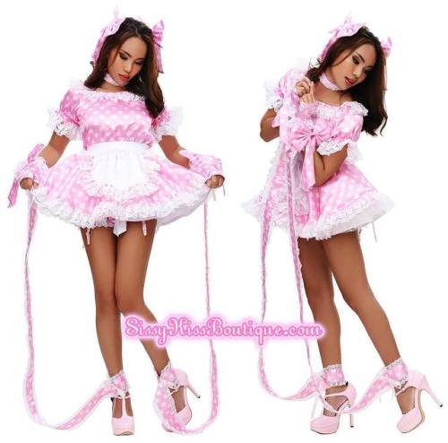 The Polka Dot Sissy Maid Outfit With Mincing Ribbons is so perfect on you Sissy! It’s so cute!