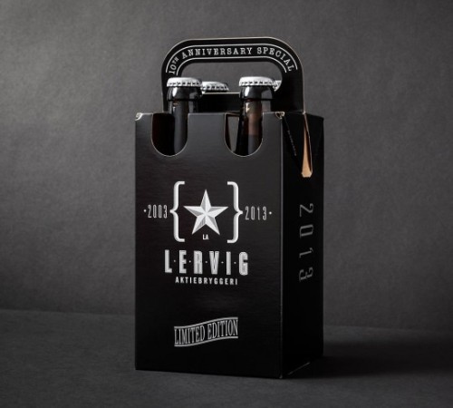 Lervig 10th Anniversary beer packaging by Daniel Brokstad.