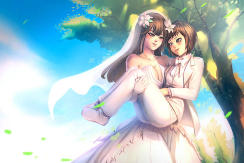 Commission: A Royally Yuritopia Wedding by bakki 