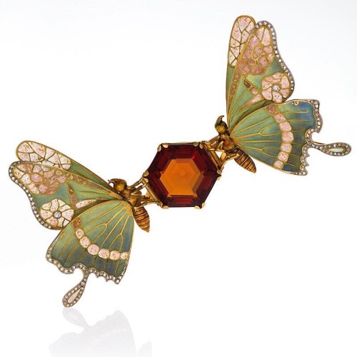 Beautiful butterflies …. macklowe gallery description: French Art Nouveau 18k gold and enamel